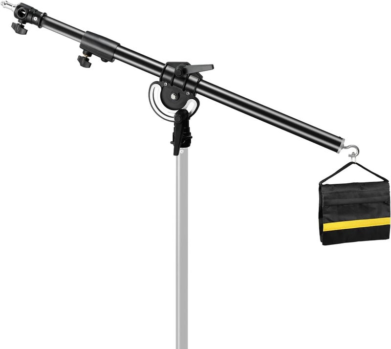 soonpho Photography Extension Boom Arm for Light Stand/C-Stand,2.3ft to 4.9ft Ajustable Crossbar Holding Arm with 1/4" to 3/8" Screw - Image 1